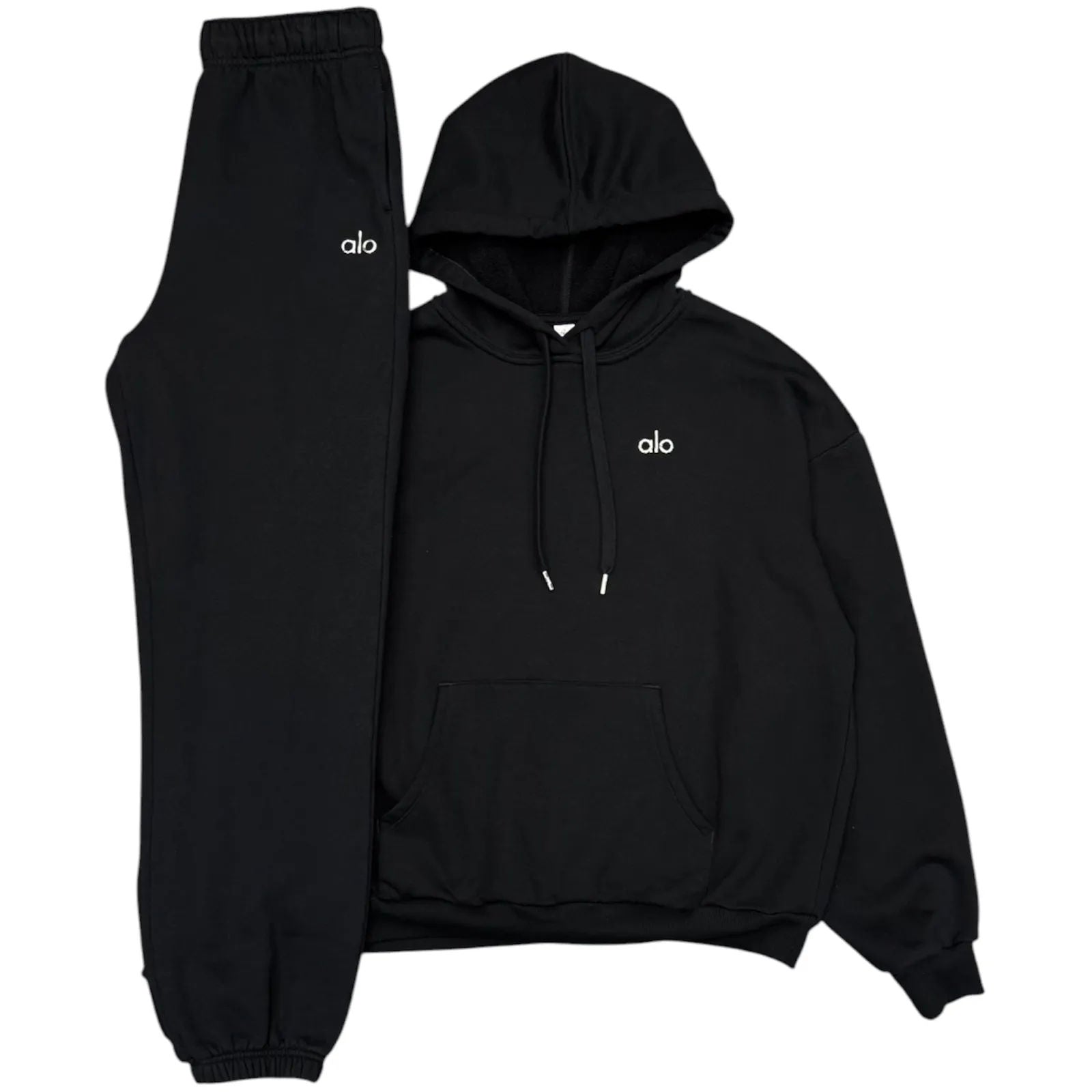 Alo Accolade Pullover & Accolade Cuffed Leg Sweatpants Set (Black) - Preowned