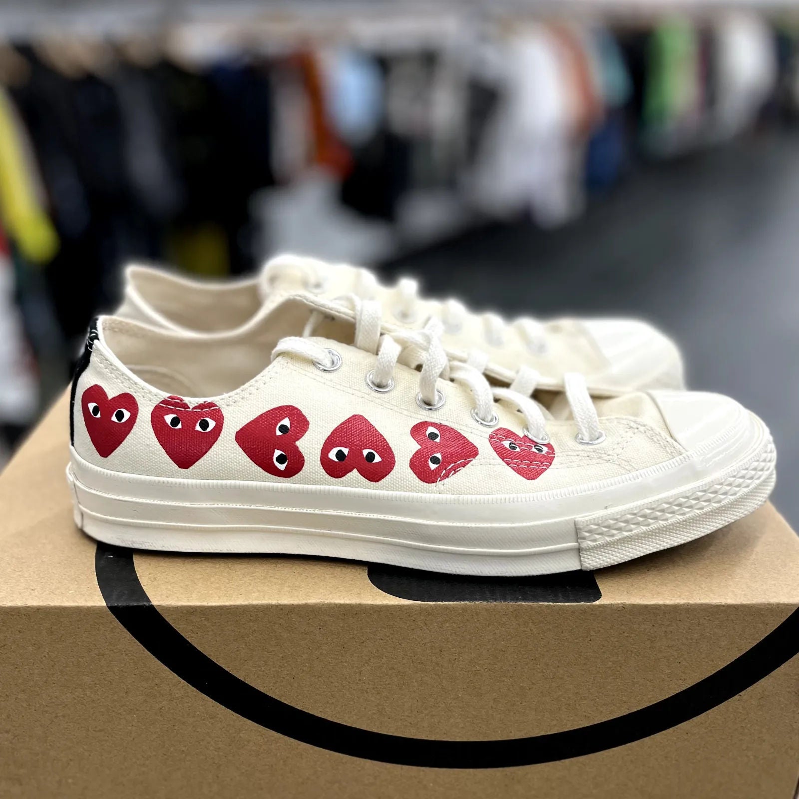 Converse Chuck Taylor All Star 70 Ox Comme des Garcons PLAY Multi-Heart White - Preowned
