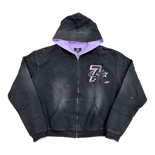 Triple 7's Trap Reversible Zip Up Hoodie (Black)