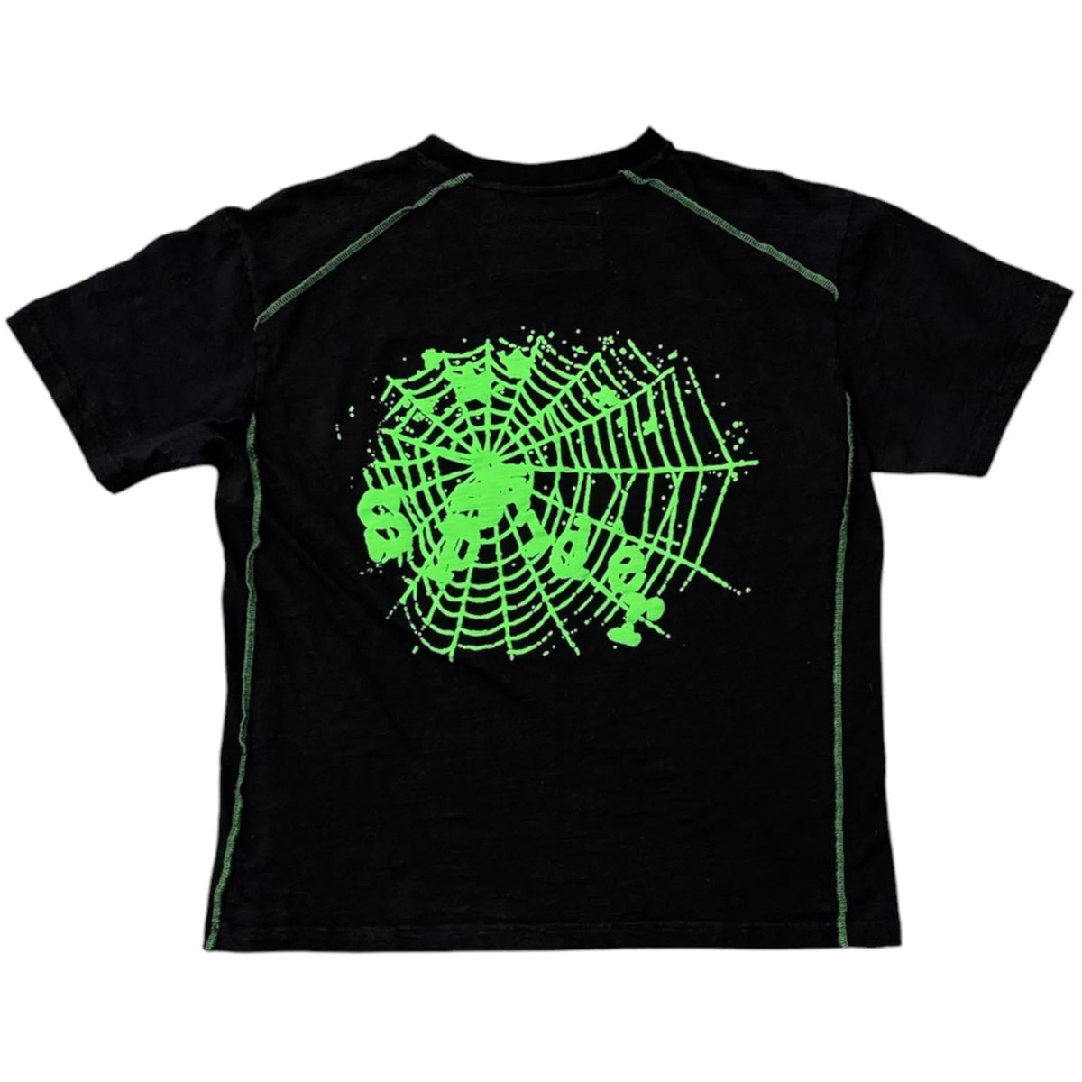 Sp5der Contrast Stitch Tee (Black/Green) - Preowned
