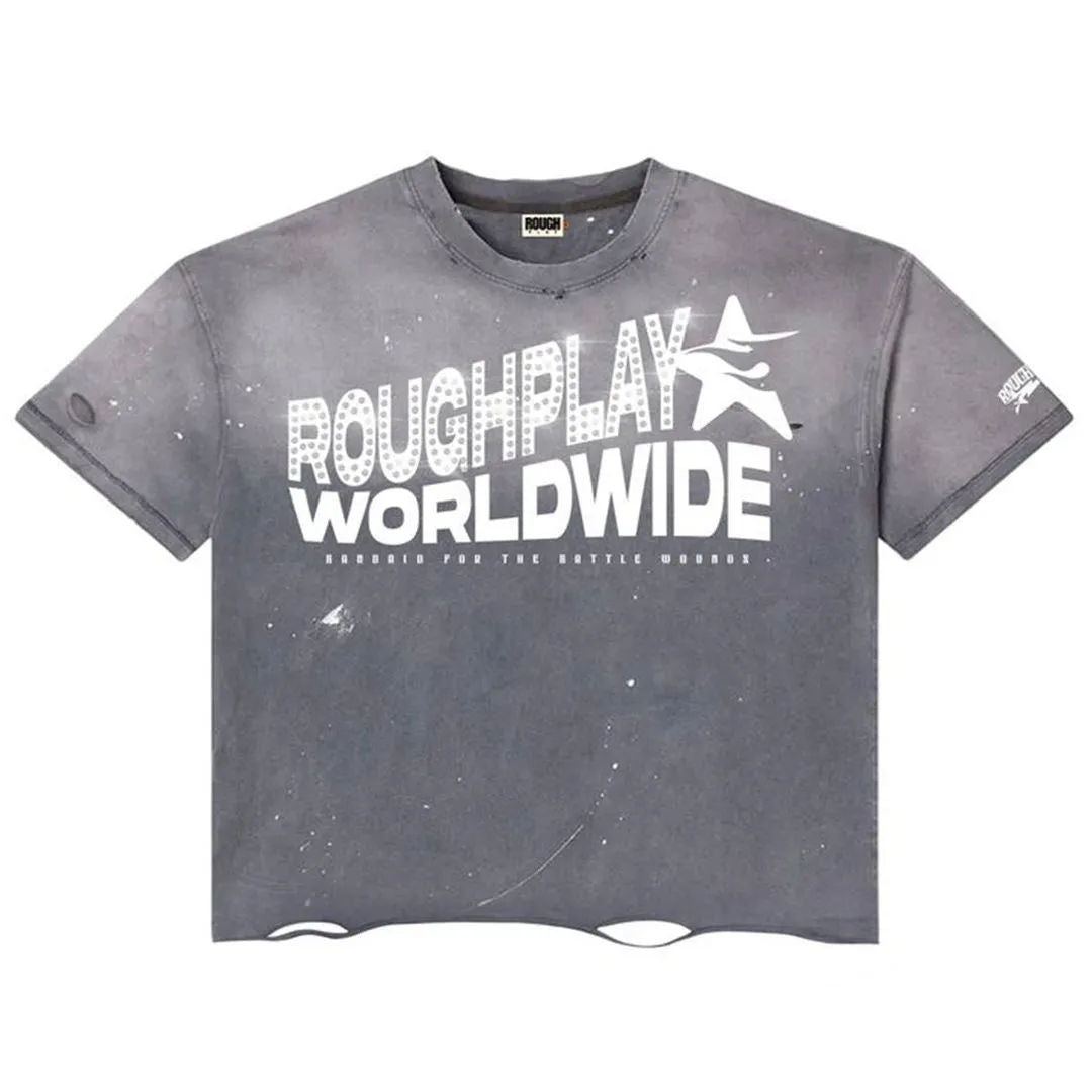 Roughplay Rhinestone Tee (Grey) - Preowned