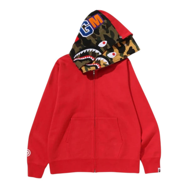 Bape Shark Full Zip Double Hoodie (Red)