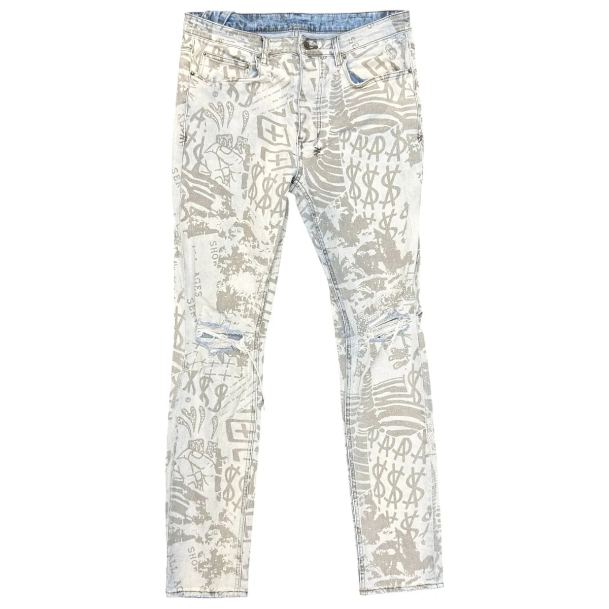 Ksubi Chitch Kollage Icey Angels Denim (Grey) - Preowned