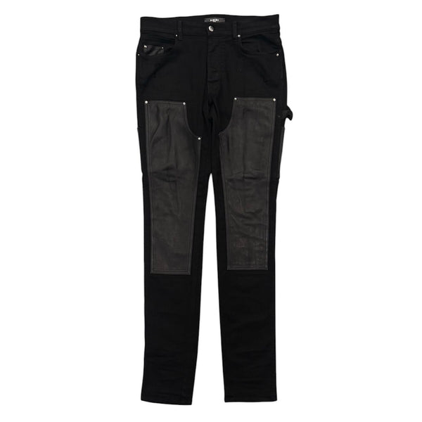 Amiri Denim Leather Workman Pants  - Preowned
