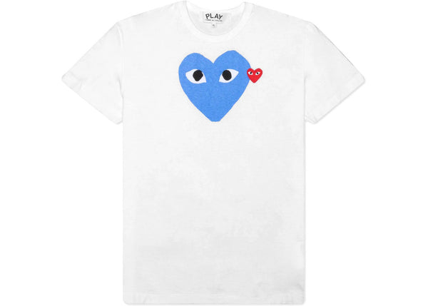 Comme des Garcons PLAY Play Red Emblem Heart Tee (White/Blue) - Preowned
