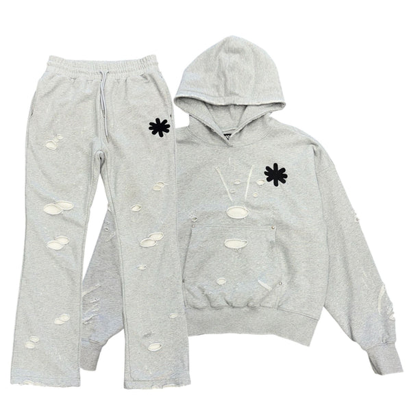 Lostshdws Double Layer Distressed Sweatsuit (Heather Grey) - Preowned