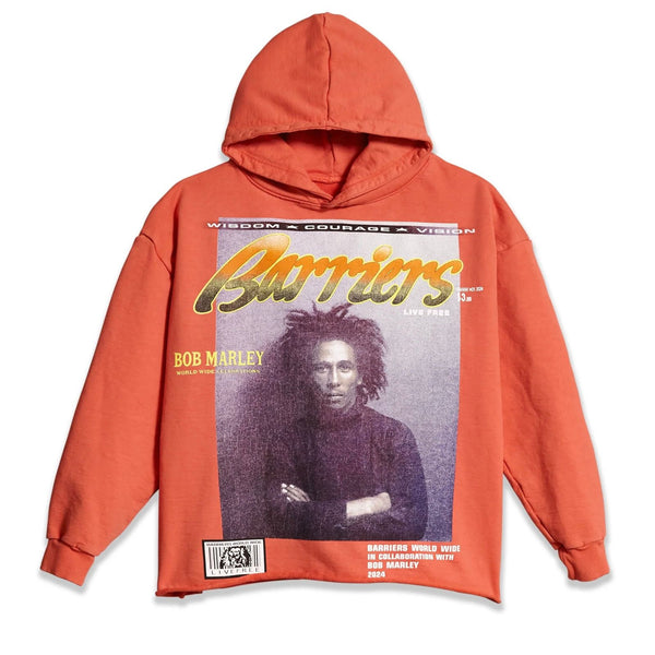 Barriers Wake up and Live Raw Edge Hoodie (Red) - Preowned