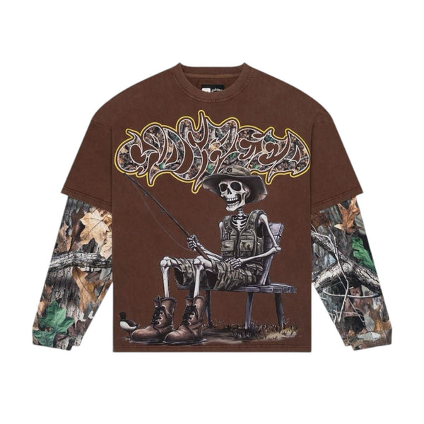 Godspeed Gone Fishing Layered L/S Tee Washed Brown