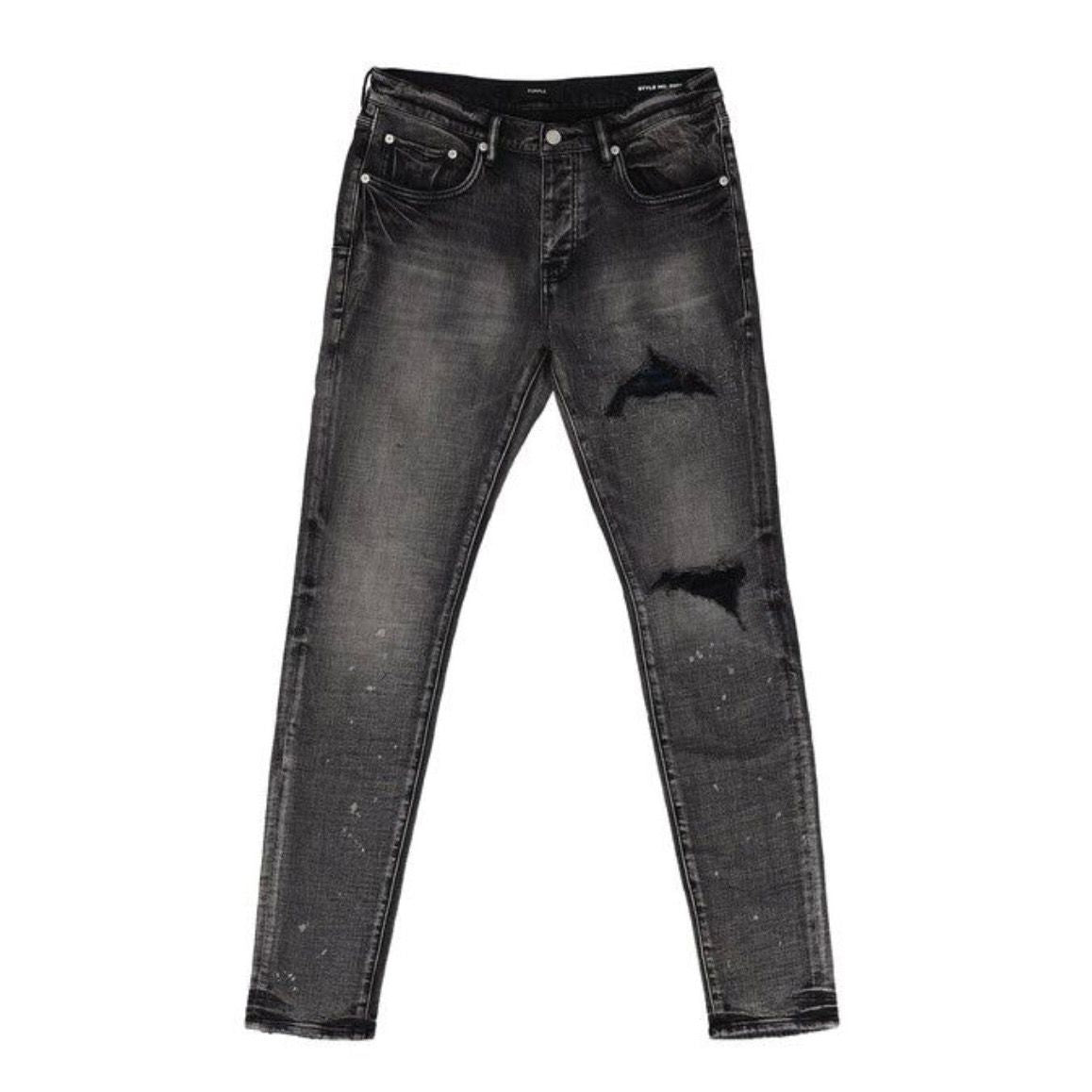 Purple Brand Plaid Patch Washed Jeans (Black)